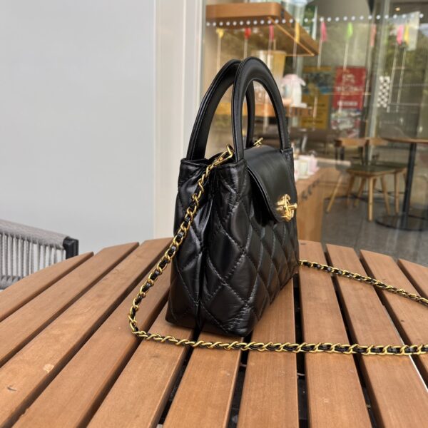 CHANEL MINI SHOPPING BAG SHINY AGED GOLD TONE METAL BLACK 22CM AS4416 B14296 94305 - Image 7