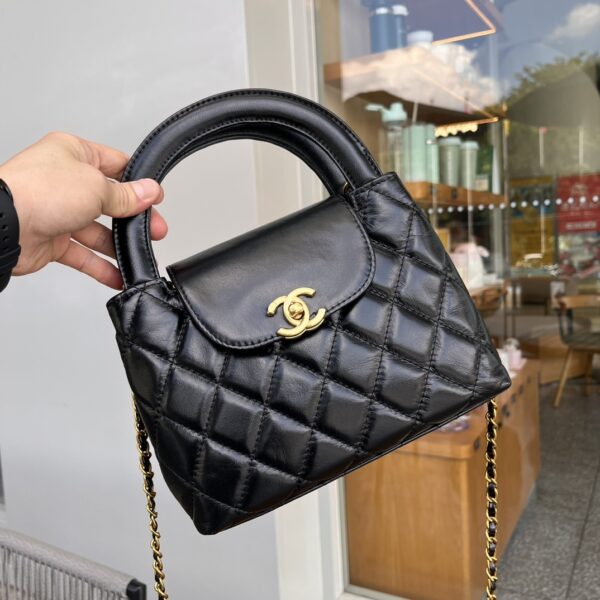 CHANEL MINI SHOPPING BAG SHINY AGED GOLD TONE METAL BLACK 22CM AS4416 B14296 94305 - Image 8