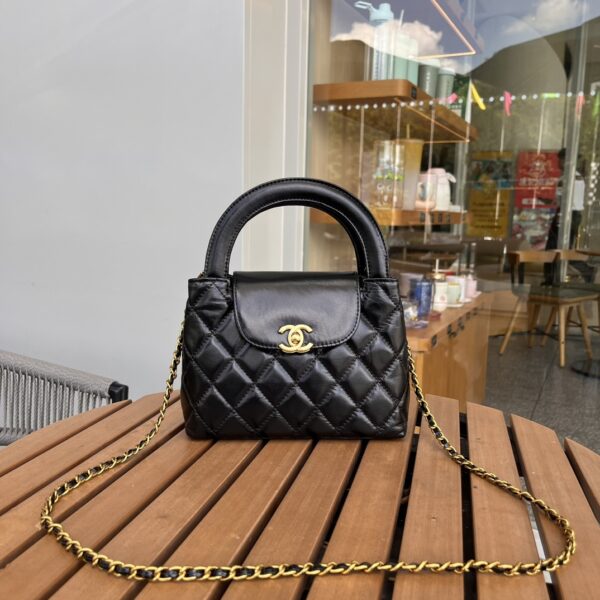 CHANEL MINI SHOPPING BAG SHINY AGED GOLD TONE METAL BLACK 22CM AS4416 B14296 94305 - Image 10