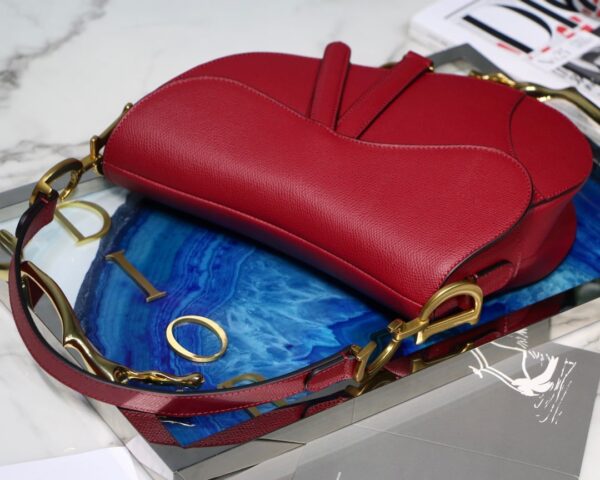 DIOR SADDLE BAG GRAINED RED 25.5CM - Image 4