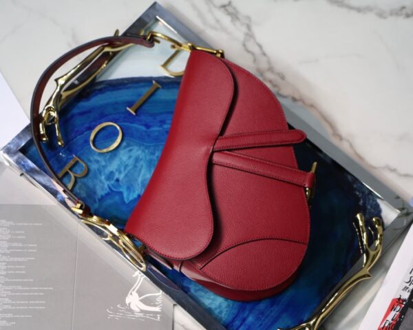 DIOR SADDLE BAG GRAINED RED 25.5CM - Image 10
