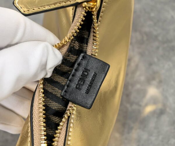 FENDI FENDIGRAPHY NANO MINI LEATHER MINI BAG METALLIC GOLD 16CM - Image 5