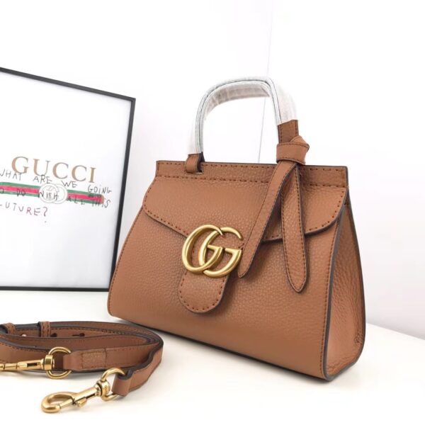 GUCCI GG MARMONT LEATHER TOP HANDLE BAG BROWN 31CM - Image 5