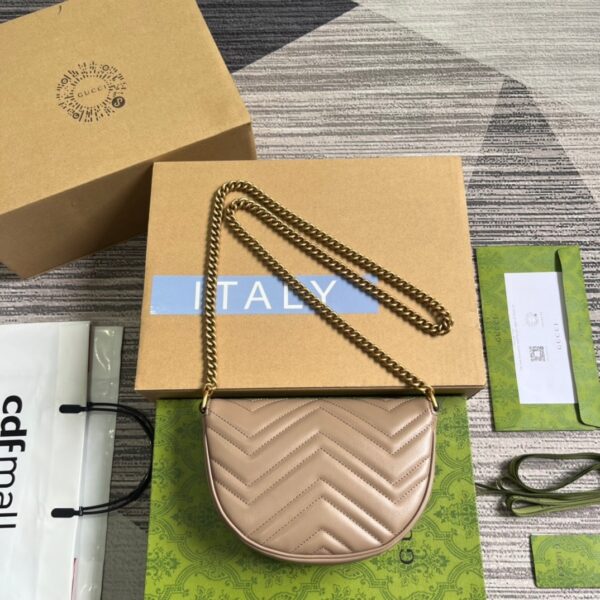 GUCCI GG MARMONT MATELASSÉ CHAIN MINI BAG BEIGE 20CM - Image 8