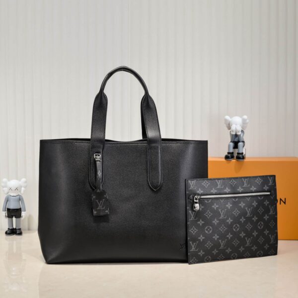 LOUIS VUITTON CABAS VOYAGE NM TAURILLON BLACK 45CM - Image 11
