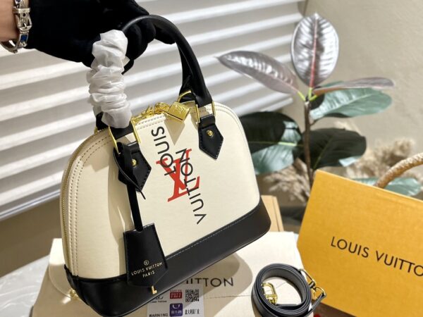 LOUIS VUITTON ALMA BB BEIGE BLACK 24CM M23598 - Image 4