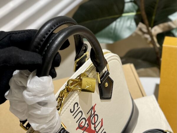 LOUIS VUITTON ALMA BB BEIGE BLACK 24CM M23598 - Image 7