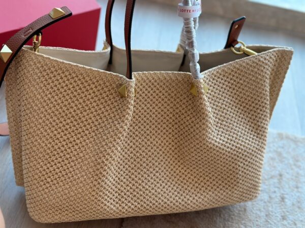 VALENTINO GARAVANI MEDIUM STRAW SUMMER TOTE BEIGE 38CM 2W0B0K39YCE D84 - Image 4