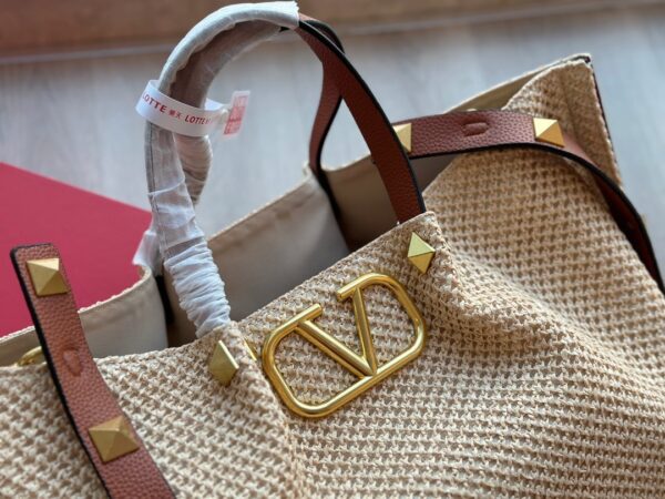 VALENTINO GARAVANI MEDIUM STRAW SUMMER TOTE BEIGE 38CM 2W0B0K39YCE D84 - Image 7