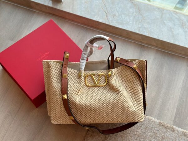VALENTINO GARAVANI MEDIUM STRAW SUMMER TOTE BEIGE 38CM 2W0B0K39YCE D84 - Image 10