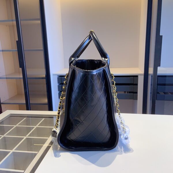 CHANEL DEAUVILLE LARGE SHOPPING BAG LEATHER BLACK 38CM - Image 3