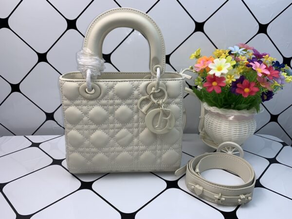DIOR LADY MY ABCDIOR BLUSH BAG WHITE 20CM - Image 5
