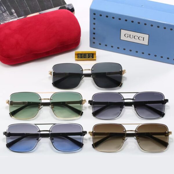 GUCCI SQUARE GRADIENT VINTAGE GOLD METAL SUNGLASSES BROWN - Image 3