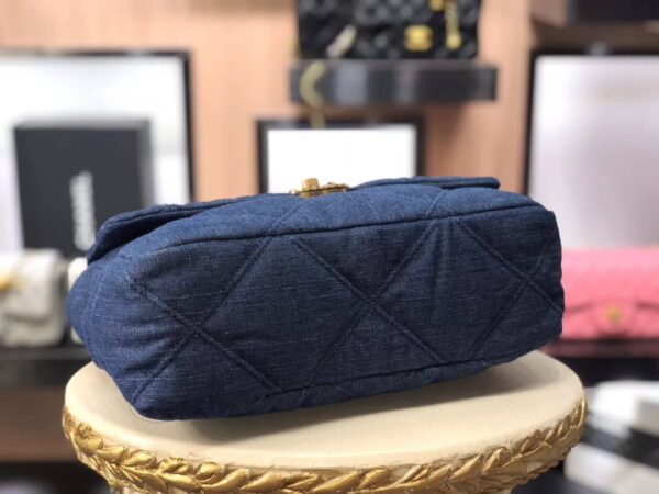 CHANEL 19 FLAP DENIM BAG BLUE 37CM AS1160 B02876 N6832 - Image 3