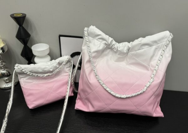 CHANEL 22 MINI HANDBAG PATENT GRADIENT LEATHER PINK 20CM - Image 3