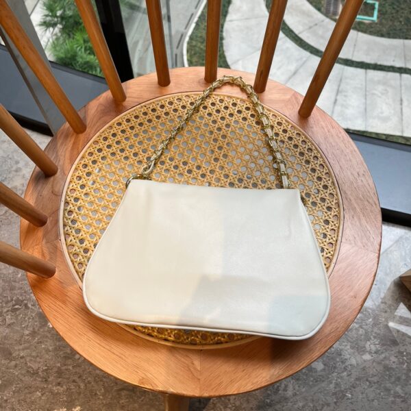 CHANEL LEATHER CUE BALL FOLDOVER BAG IVORY 26CM - Image 3