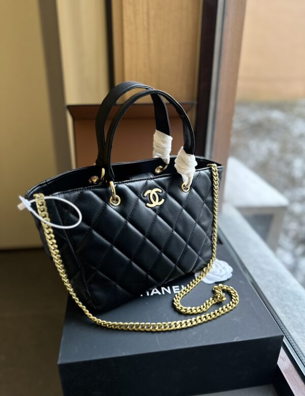 CHANEL SMALL SHOPPING BAG BLACK 25CM AS4188 - Image 4
