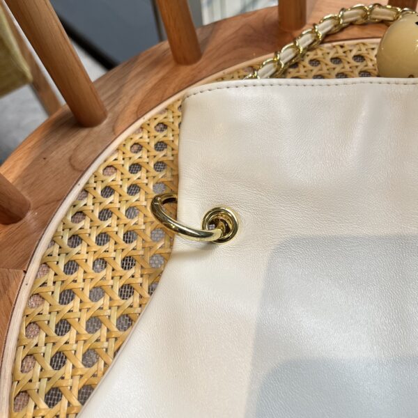 CHANEL LEATHER CUE BALL FOLDOVER BAG IVORY 26CM - Image 6