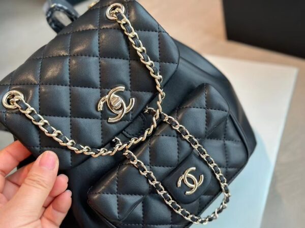 CHANEL DUMA MATELASSE LEATHER CHAIN BACKPACK BLACK 20CM - Image 5