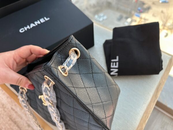 CHANEL QUILTED CC BUCKET BAG CAVIAR BLACK 17CM - Image 5