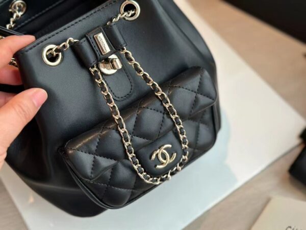 CHANEL DUMA MATELASSE LEATHER CHAIN BACKPACK BLACK 20CM - Image 8