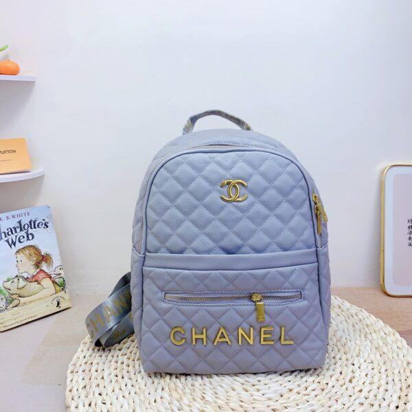 CHANEL BACKPACK BLUE AND GOLD 30CM - Image 5