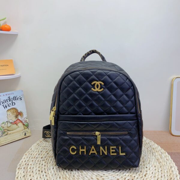 CHANEL BACKPACK BLACK AND GOLD 30CM - Image 3