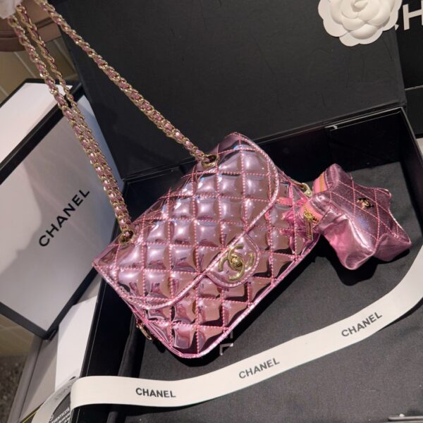 CHANEL MINI FLAP BAG STAR COIN PURSE PINK 24CM AS4646 B14873 NT668 - Image 2