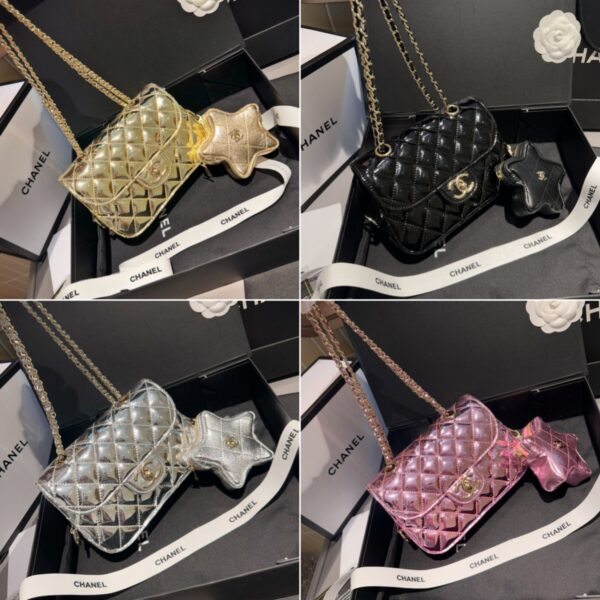 CHANEL MINI FLAP BAG STAR COIN PURSE PINK 24CM AS4646 B14873 NT668 - Image 3