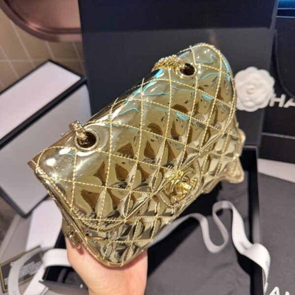 CHANEL MINI FLAP BAG STAR COIN PURSE YELLOW GOLD 24CM AS4646 B14873 NT671 - Image 6