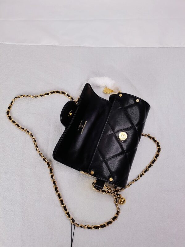 CHANEL LIPSTICK BAG WITH CHAIN GHW BLACK 15CM - Image 9