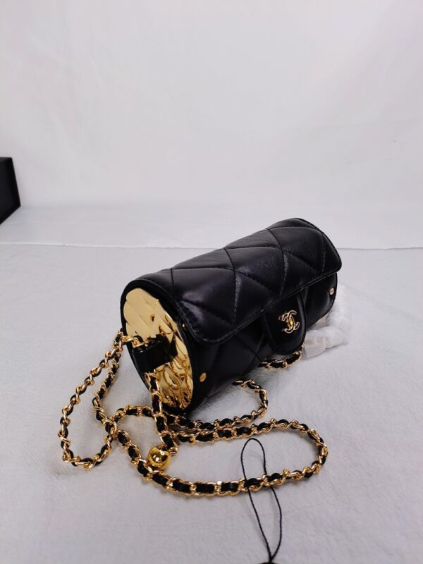 CHANEL LIPSTICK BAG WITH CHAIN GHW BLACK 15CM - Image 8