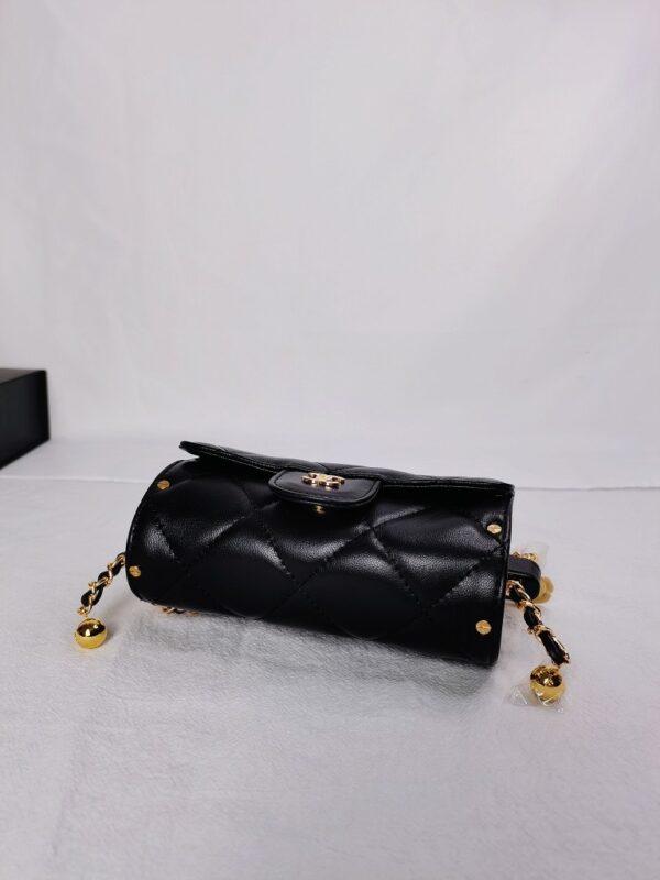 CHANEL LIPSTICK BAG WITH CHAIN GHW BLACK 15CM - Image 4