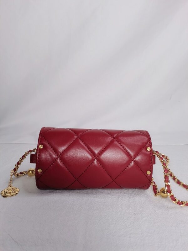 CHANEL LIPSTICK BAG WITH CHAIN GHW RED 15CM - Image 8