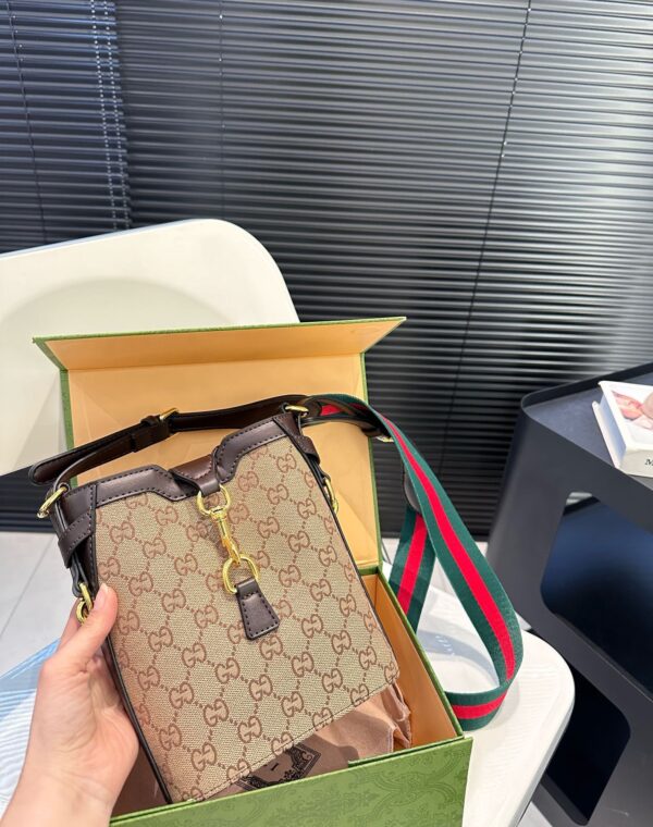 GUCCI ORIGINAL GG SMALL BUCKET BAG BEIGE AND EBONY 19CM 782919 FADAC 9762 - Image 3