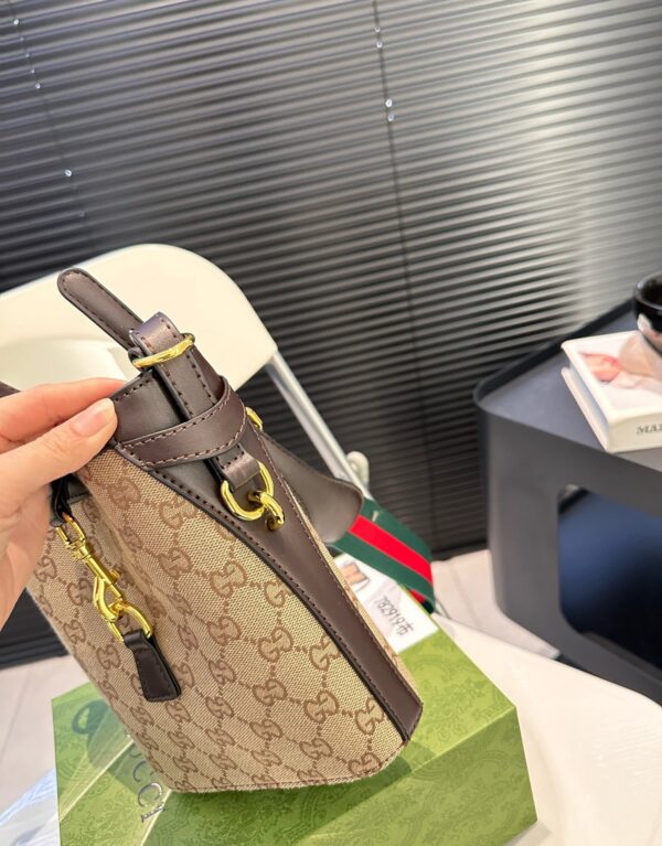 GUCCI ORIGINAL GG SMALL BUCKET BAG BEIGE AND EBONY 19CM 782919 FADAC 9762 - Image 7