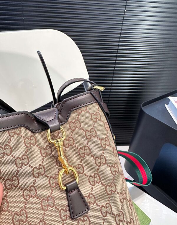 GUCCI ORIGINAL GG SMALL BUCKET BAG BEIGE AND EBONY 19CM 782919 FADAC 9762 - Image 9