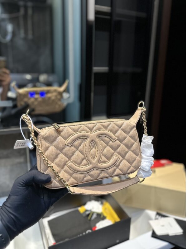 CHANEL TIMELESS CC CHAIN SHOULDER BAG DARK BEIGE 25CM - Image 2
