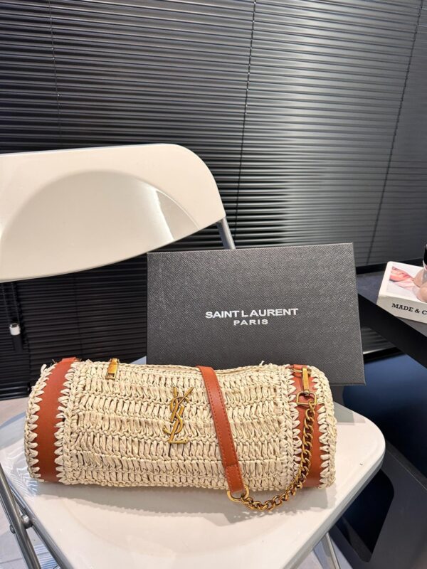 SAINT LAURENT SADE RAFFIA TUBE BAG IN NATURAL 33CM - Image 6
