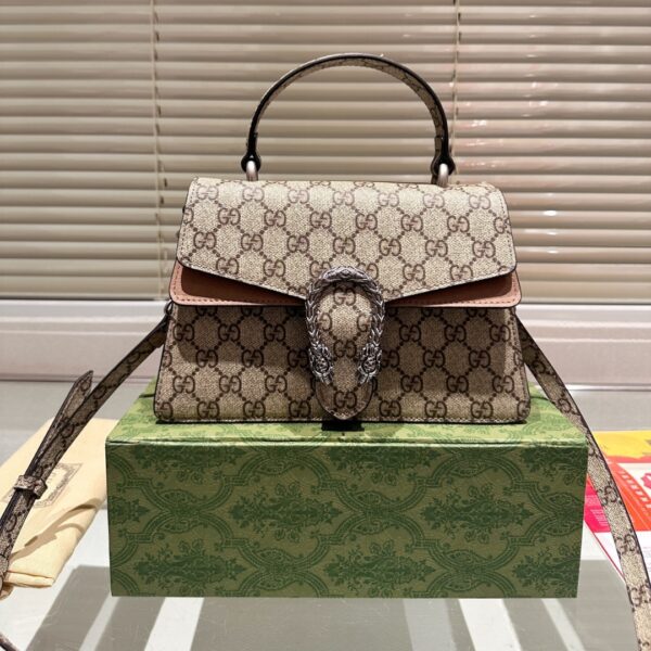 GUCCI DAMEN DIONYSUS GG CANVAS TOP HANDLE BAG BROWN 24CM - Image 2