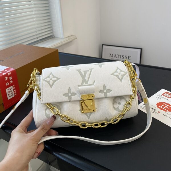 LOUIS VUITTON FAVORITE BICOLOR MONOGRAM EMPREINTE LEATHER BAG LATTE AND MATCHA 23CM M46842 - Image 2