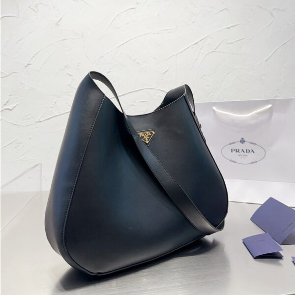 PRADA PRETO LARGE LEATHER SHOULDER BAG WITH TOP STITCHING BLACK 37CM 1BC181 2AIX F0002 V OOO - Image 2