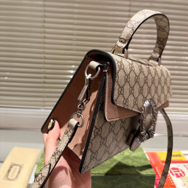 GUCCI DAMEN DIONYSUS GG CANVAS TOP HANDLE BAG BROWN 24CM - Image 3
