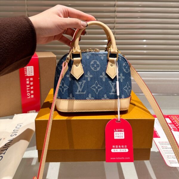 LOUIS VUITTON ALMA BB MONOGRAM CANVAS BAG DENIM BLUE 16CM - Image 3