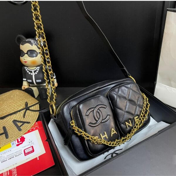 CHANEL QUILTED SMALL CAMERA CASE BLACK 22CM - Image 3