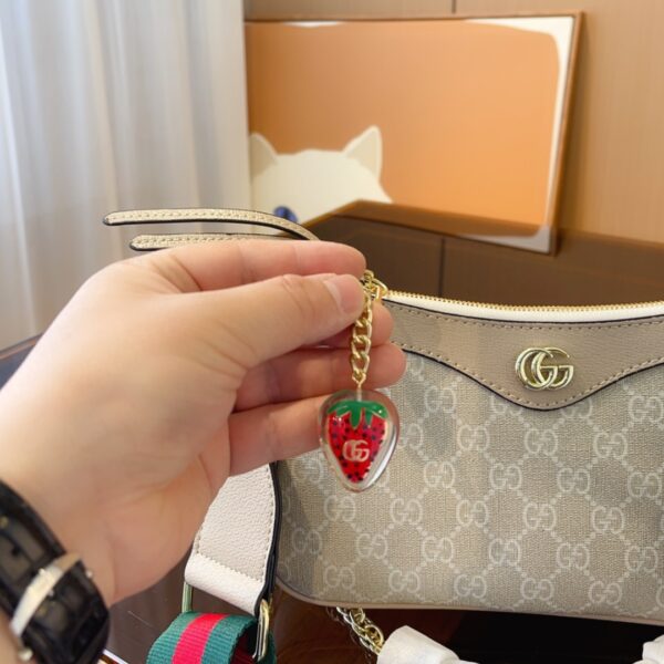 GUCCI OPHIDIA SMALL HANDBAG BEIGE AND WHITE 25CM 735145 UULBG 9683 - Image 2