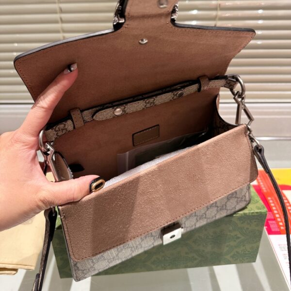 GUCCI DAMEN DIONYSUS GG CANVAS TOP HANDLE BAG BROWN 24CM - Image 7