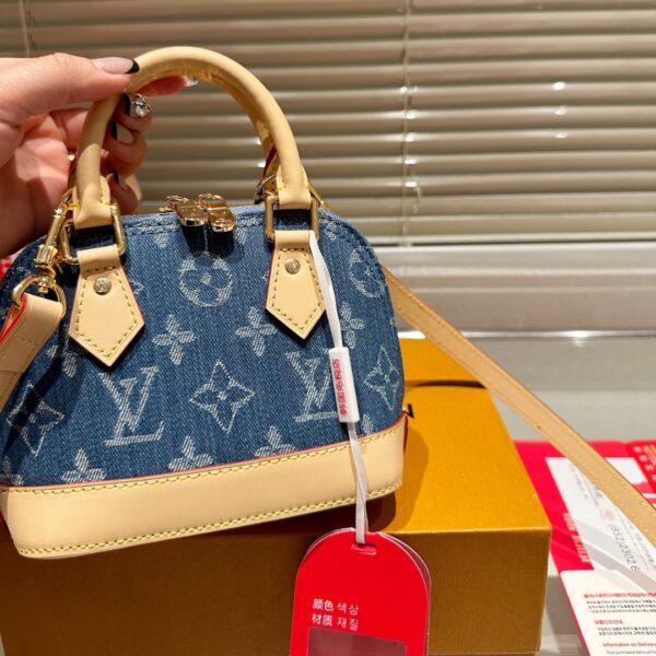 LOUIS VUITTON ALMA BB MONOGRAM CANVAS BAG DENIM BLUE 16CM - Image 7