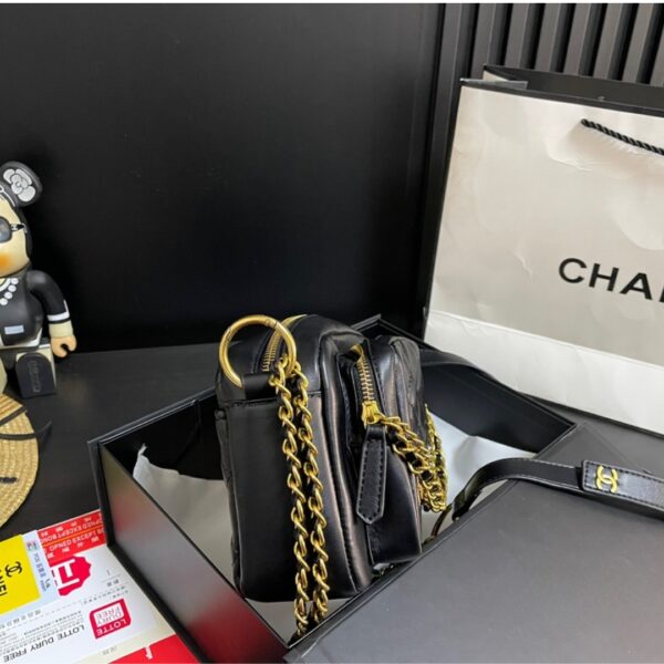 CHANEL QUILTED SMALL CAMERA CASE BLACK 22CM - Image 7
