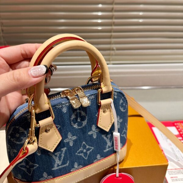 LOUIS VUITTON ALMA BB MONOGRAM CANVAS BAG DENIM BLUE 16CM - Image 8